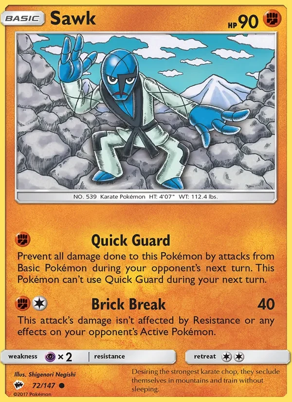 Sawk 72/147 Burning Shadows Pokémon card