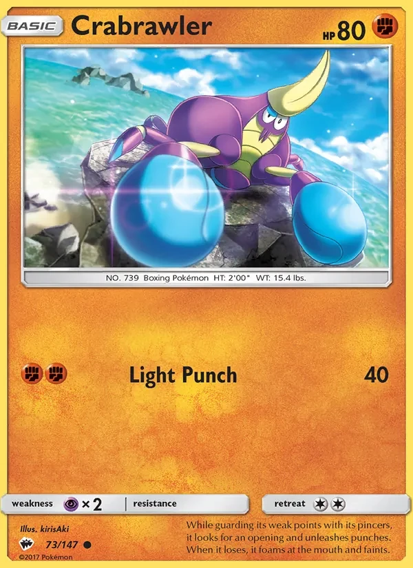 Crabrawler 73/147 Burning Shadows Pokémon card