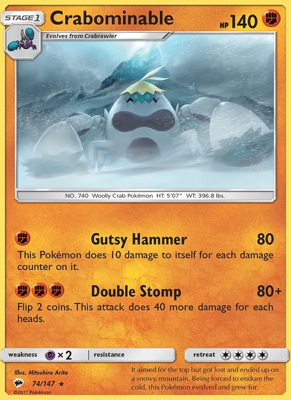 Crabominable 74/147 Burning Shadows Pokémon card