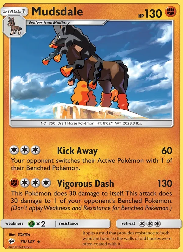 Mudsdale 78/147 Burning Shadows Pokémon Karte