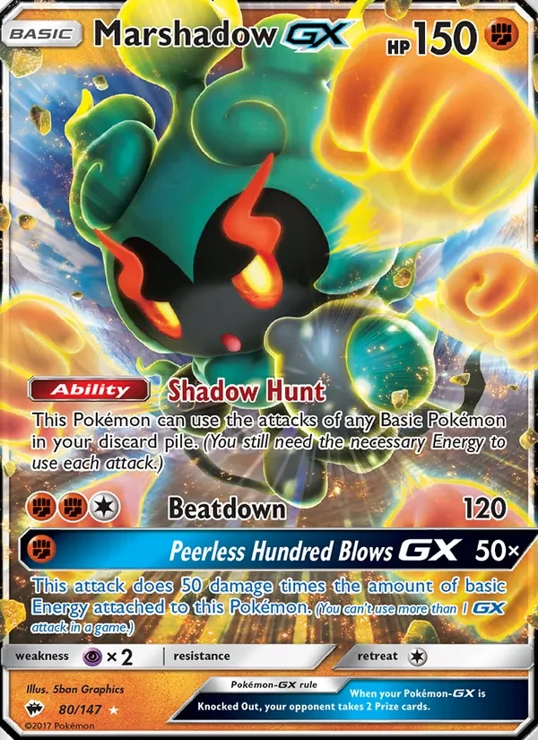 Marshadow GX 80/147 Burning Shadows Pokémon card
