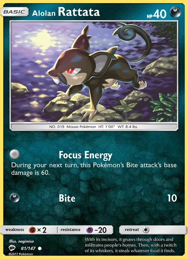 Alolan Rattata 81/147 Burning Shadows Pokémon card