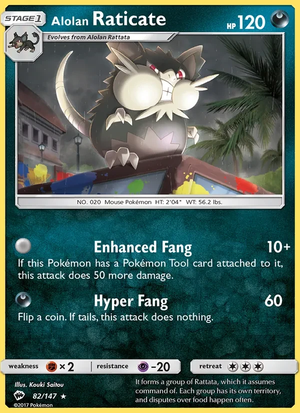 Alolan Raticate 82/147 Burning Shadows Pokémon card