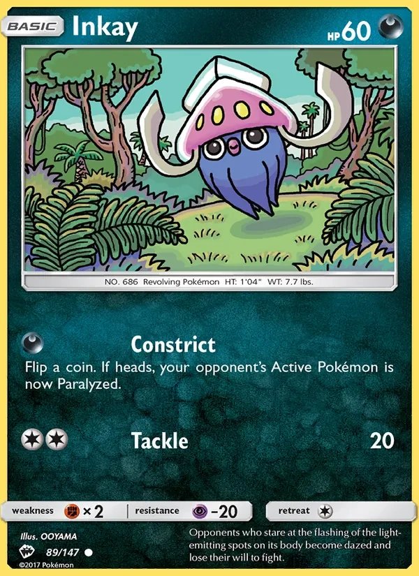 Inkay 89/147 Burning Shadows Pokémon card