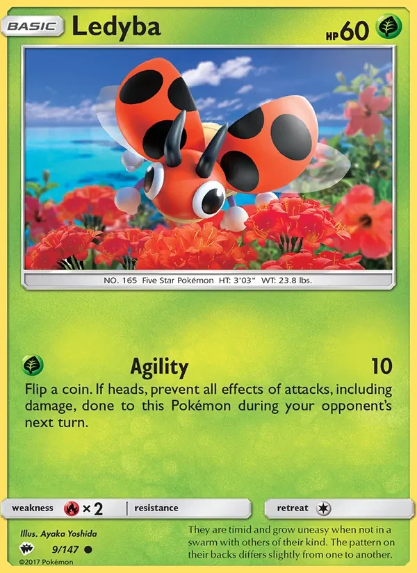 Ledyba 9/147 Burning Shadows Pokémon card