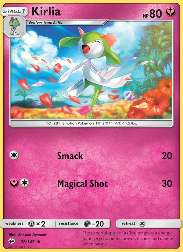 Kirlia 92/147 Burning Shadows Pokémon card