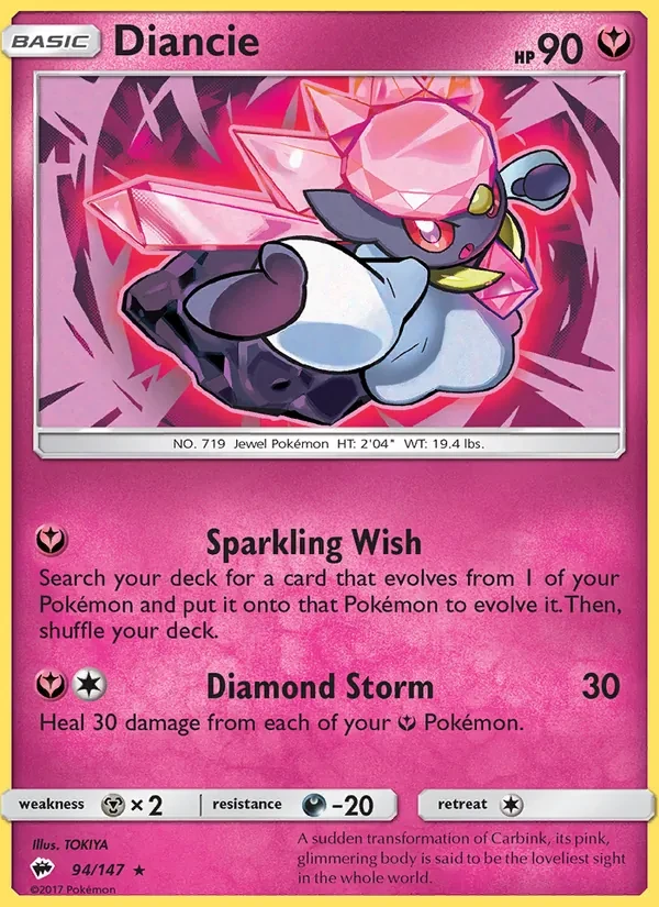 Diancie 94/147 Burning Shadows Pokémon Karte