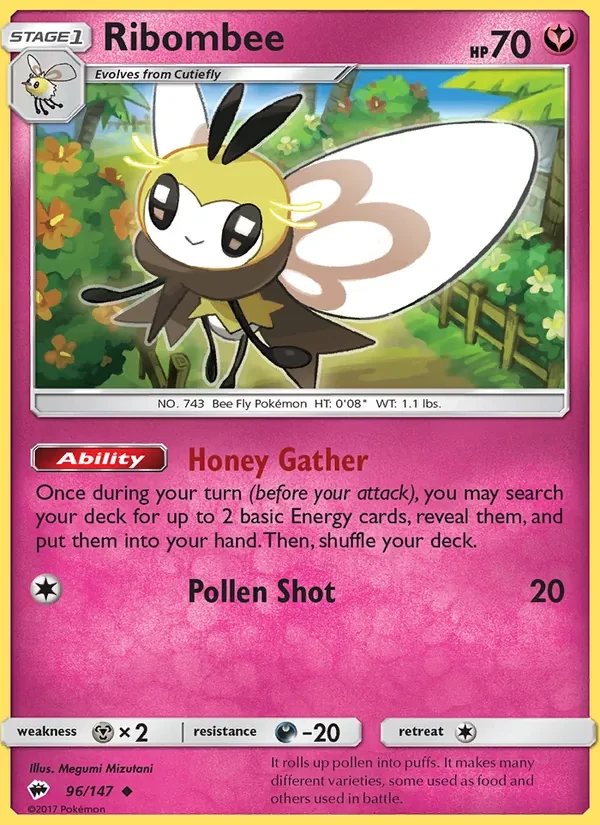 Carta Pokémon Ribombee 96/147 Burning Shadows