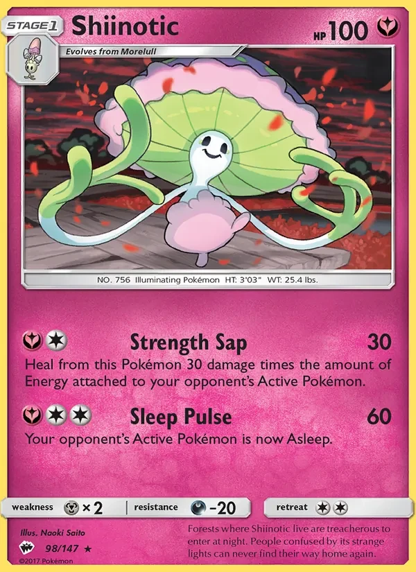 Shiinotic 98/147 Burning Shadows Pokémon Karte