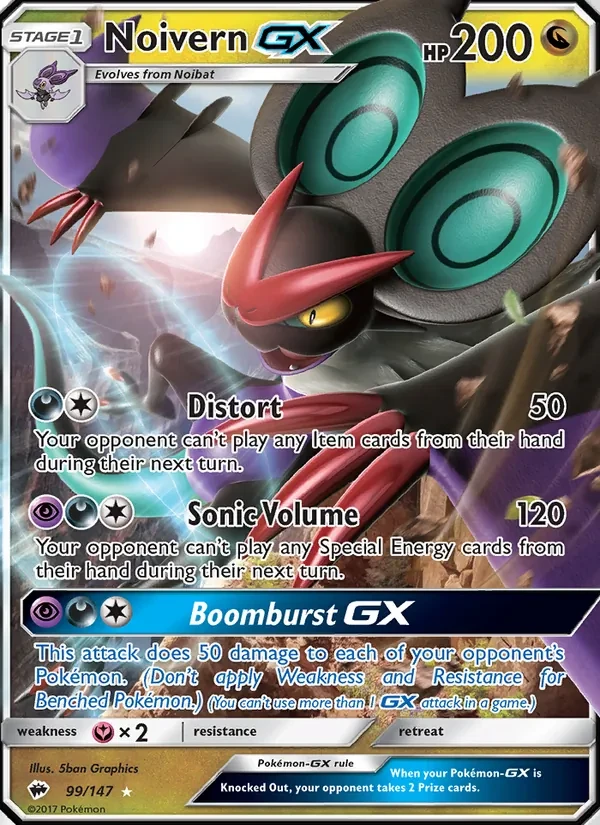 Noivern GX 99/147 Burning Shadows Pokémon card