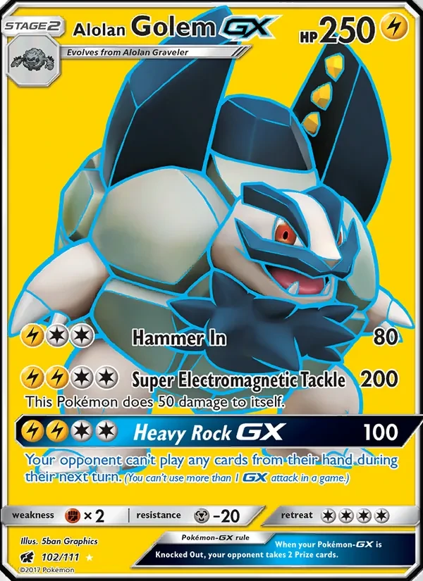 Alolan Golem GX 102/111 Crimson Invasion Pokémon Karte