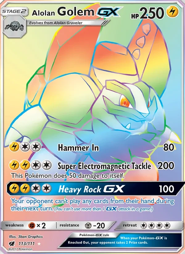 Alolan Golem GX 113/111 Crimson Invasion Pokémon Karte