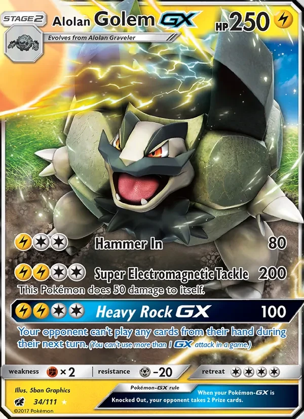 Alolan Golem GX 34/111 Crimson Invasion Pokémon Karte