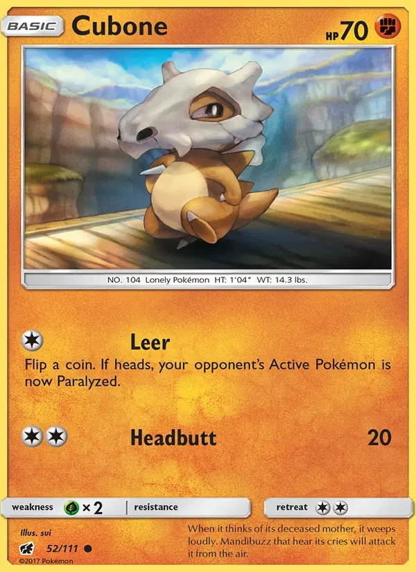 Cubone 52/111 Crimson Invasion Pokémon card