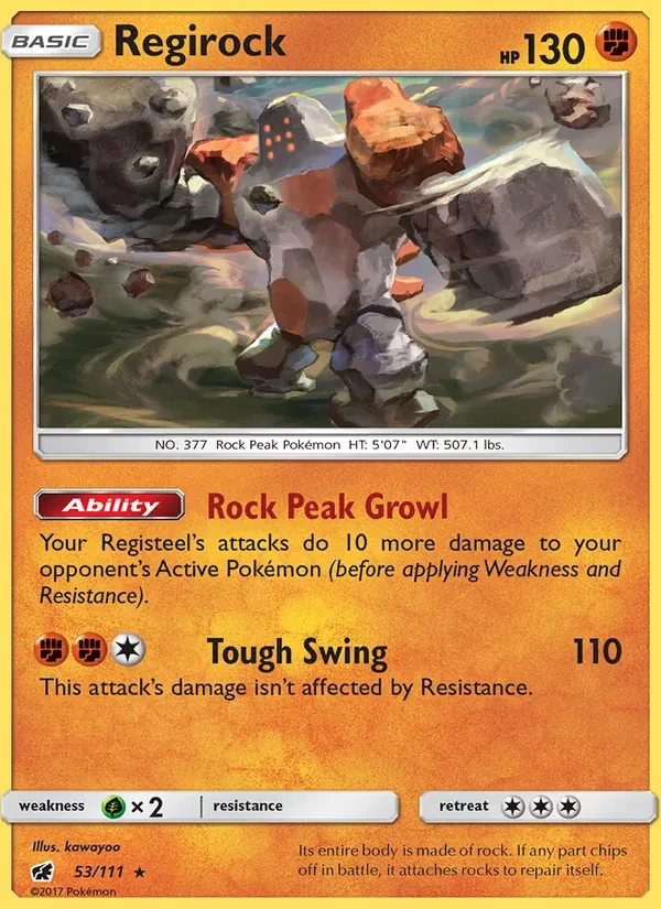 Regirock 53/111 Crimson Invasion Pokémon card