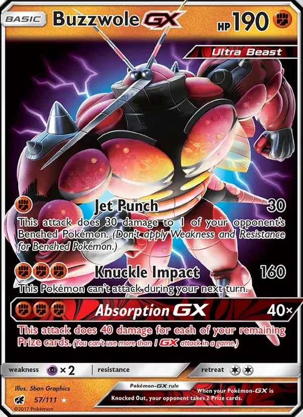 Buzzwole GX 57/111 Crimson Invasion Pokémon card