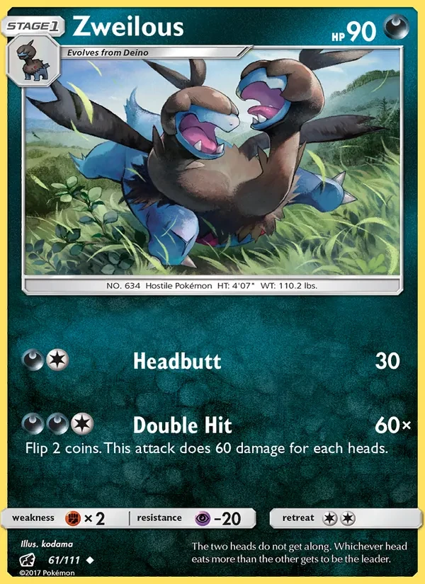 Zweilous 61/111 Crimson Invasion Pokémon card