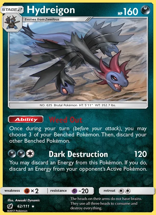 Hydreigon 62/111 Crimson Invasion Pokémon card