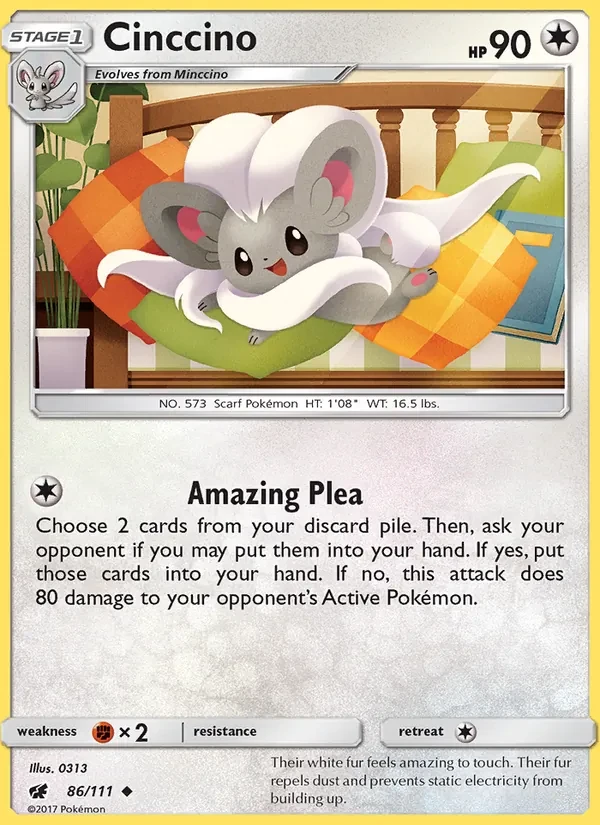 Cinccino 86/111 Crimson Invasion Pokémon card