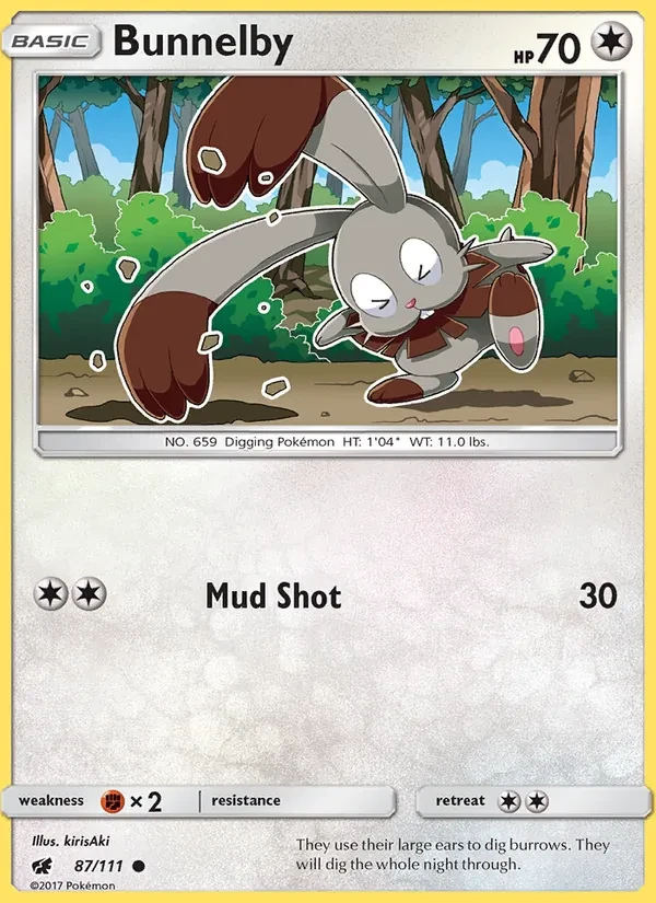 Bunnelby 87/111 Crimson Invasion Pokémon card