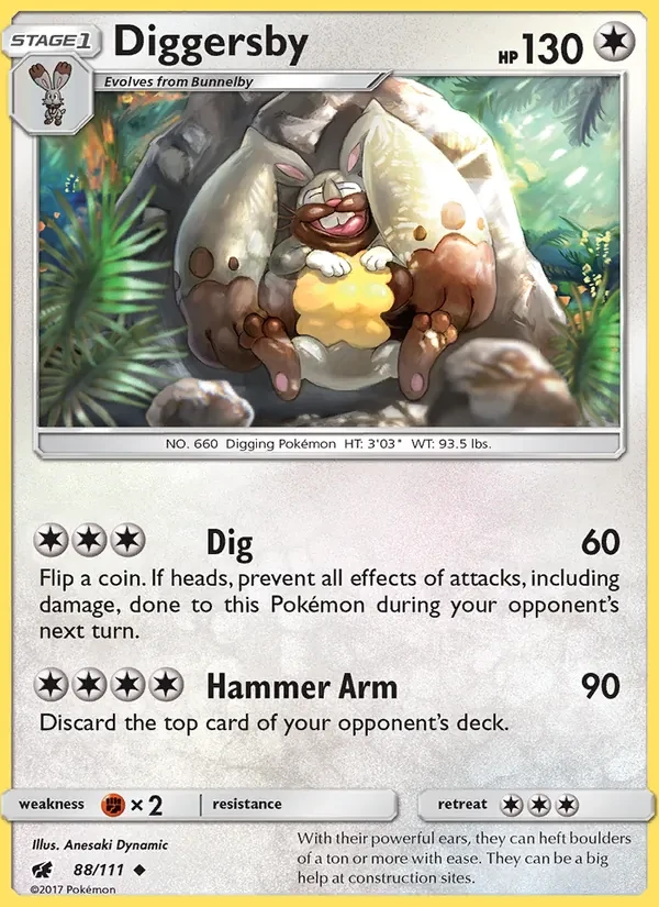 Diggersby 88/111 Crimson Invasion Pokémon card