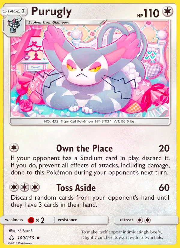 Purugly 109/156 Ultra Prism Pokémon card