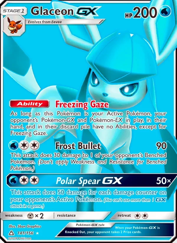 Glaceon GX 141/156 Ultra Prism Pokémon card