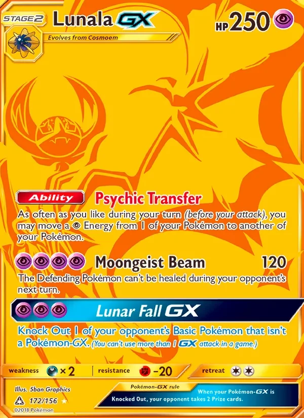 Lunala GX 172/156 Ultra Prism Pokémon card