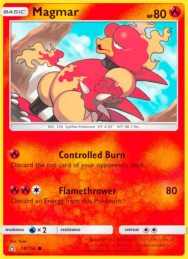 Magmar 18/156 Ultra Prism Pokémon card