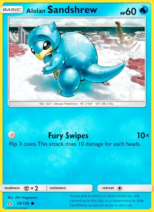 Alolan Sandshrew 28/156 Ultra Prism Pokémon card