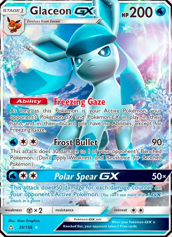 Glaceon GX 39/156 Ultra Prism Pokémon card