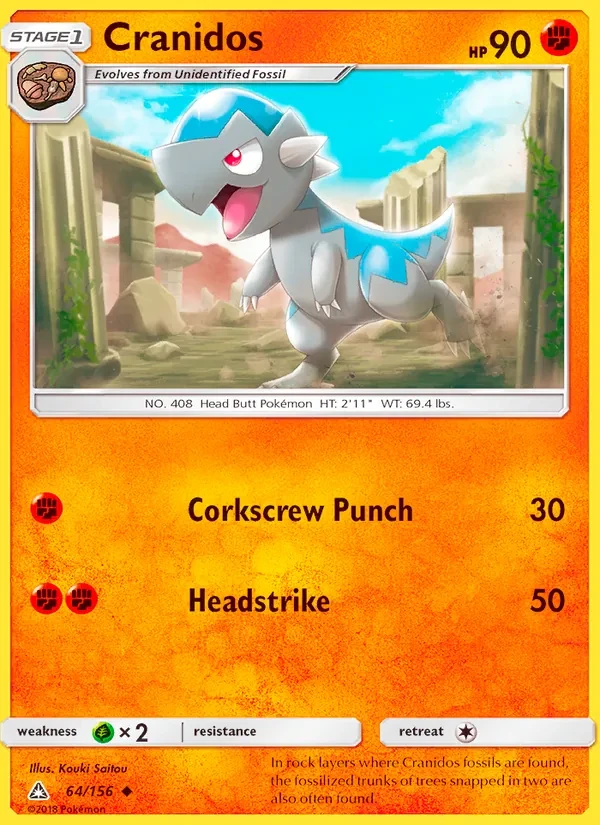 Cranidos 64/156 Ultra Prism Pokémon card