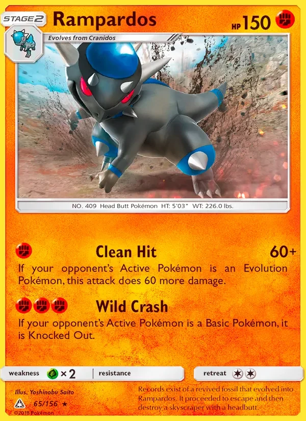 Rampardos 65/156 Ultra Prism Pokémon card