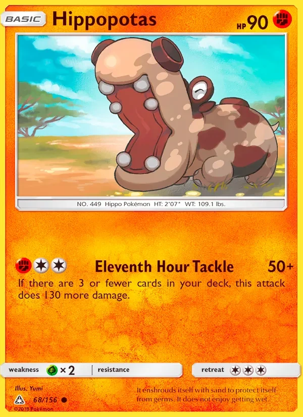 Hippopotas 68/156 Ultra Prism Pokémon card
