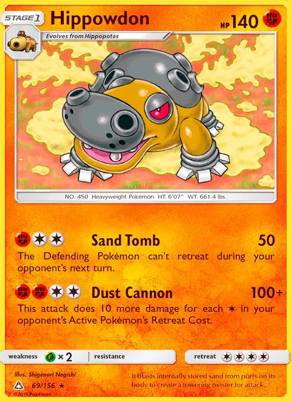 Hippowdon 69/156 Ultra Prism Pokémon card