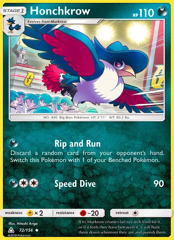 Honchkrow 72/156 Ultra Prism Pokémon card