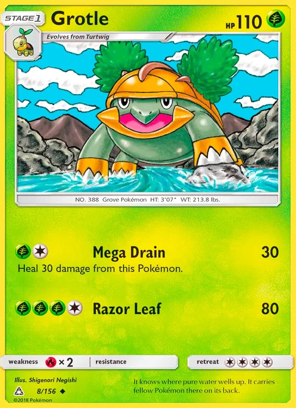 Grotle 8/156 Ultra Prism Pokémon card