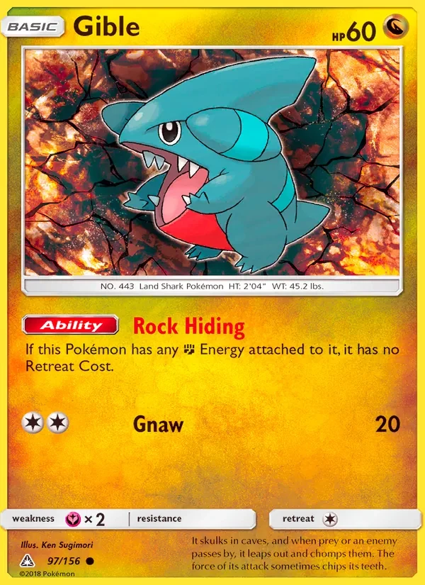 Gible 97/156 Ultra Prism Pokémon card