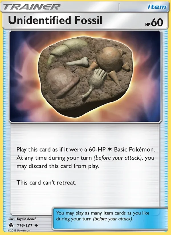 Unidentified Fossil 116/131 Forbidden Light Pokémon card