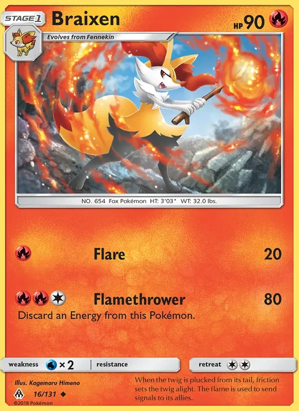 Braixen 16/131 Forbidden Light Pokémon card