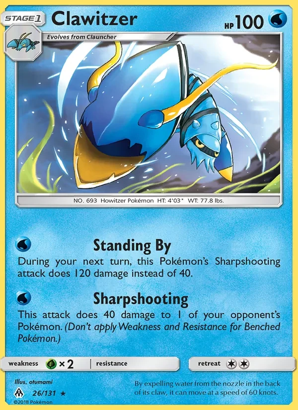 Clawitzer 26/131 Forbidden Light Pokémon Karte