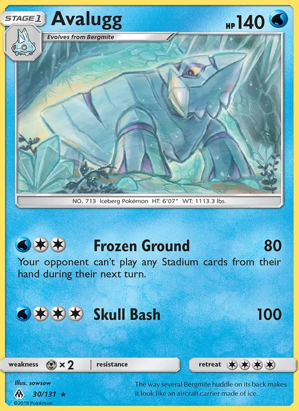 Avalugg 30/131 Forbidden Light Pokémon card