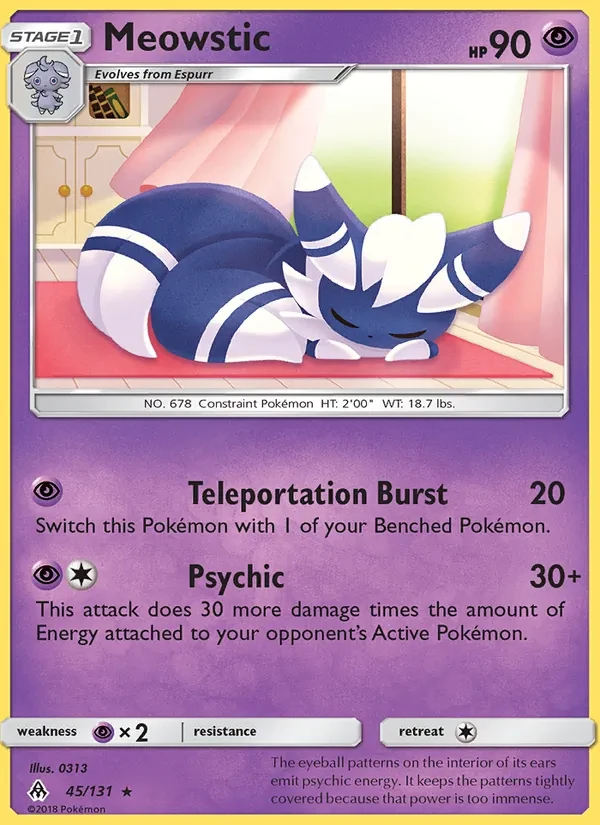 Meowstic 45/131 Forbidden Light Pokémon card