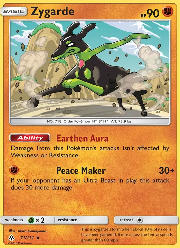 Zygarde 71/131 Forbidden Light Pokémon card