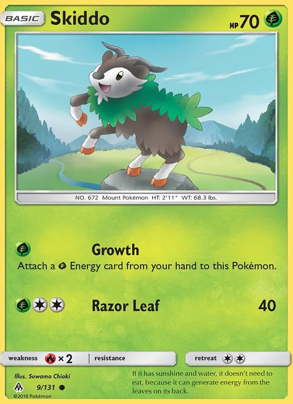 Skiddo 9/131 Forbidden Light Pokémon card