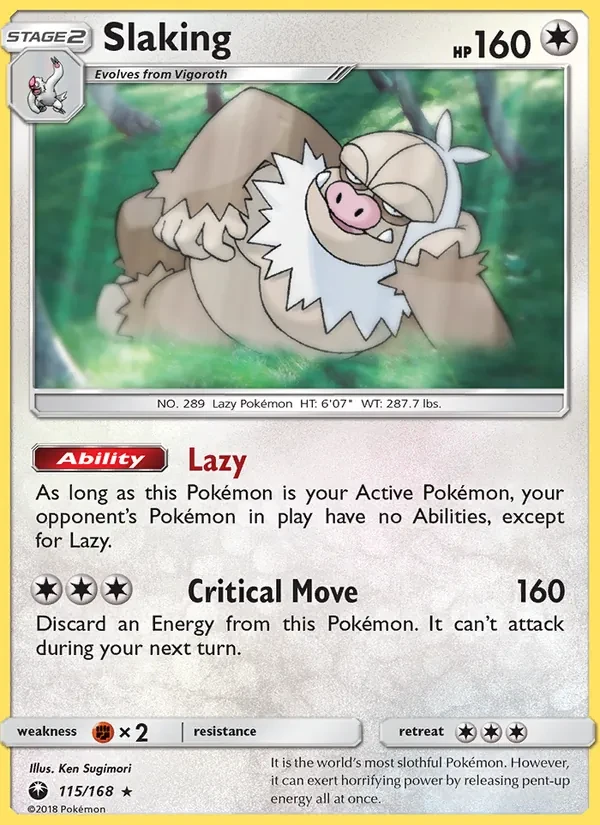 Slaking 115/168 Celestial Storm Pokémon card