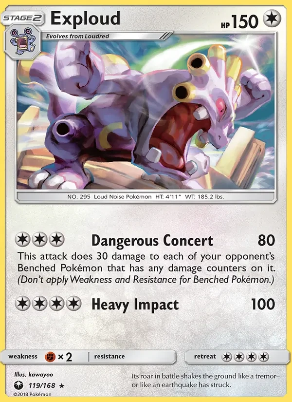 Exploud 119/168 Celestial Storm Pokémon card
