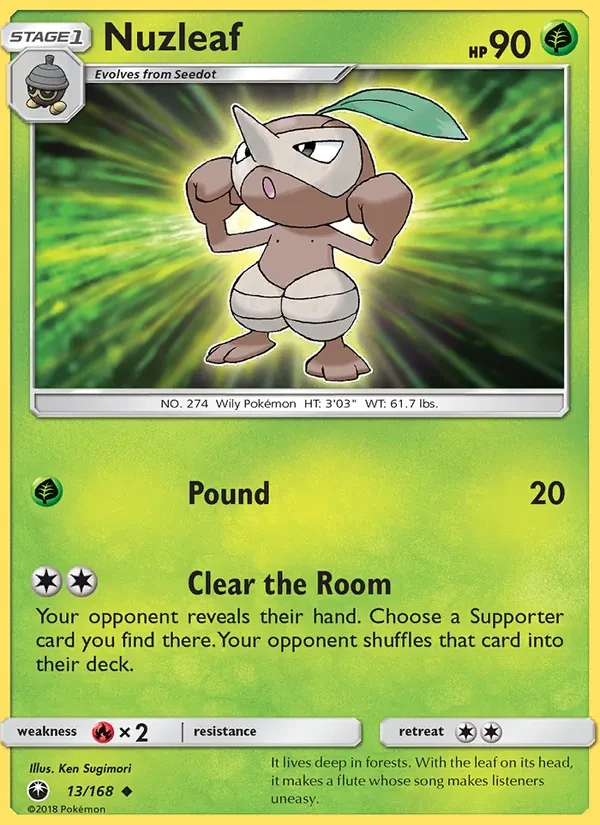 Nuzleaf 13/168 Celestial Storm Pokémon card