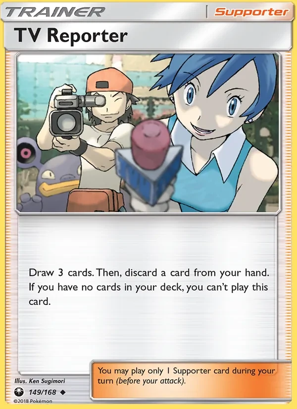 TV Reporter 149/168 Celestial Storm Pokémon card
