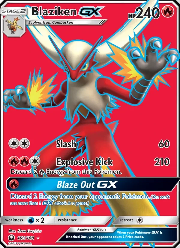 Blaziken GX 153/168 Celestial Storm Pokémon card
